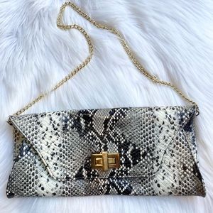MARMI Snakeskin Animal Print Shoulder Bag Gold Chain